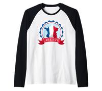 Drapeau patriotique Liberty Freedom et citation de soutien Manche Raglan
