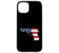 Drapeau Patriotique USA Automatique Pistolet Droit Design Coque pour iPhone 15 Plus
