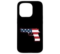Drapeau Patriotique USA Automatique Pistolet Droit Design Coque pour iPhone 15 Pro