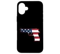 Drapeau Patriotique USA Automatique Pistolet Droit Design Coque pour iPhone 16 Plus