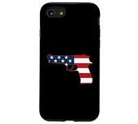 Drapeau Patriotique USA Automatique Pistolet Droit Design Coque pour iPhone SE (2020) / 7/8