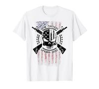 Drapeau Patriotique USA Warrior One Nation Militaire Drapeau Tête de Mort T-Shirt