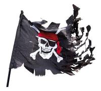 P'tit Clown - Drapeau Pirate - Idéal pour Une Décoration de Fête - Carnaval, Anniversaire Enfant - Polyester - Noir