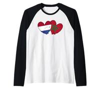Drapeau Pays-Bas Maroc Cœurs Pays-Bas Amitié Marocain Manche Raglan
