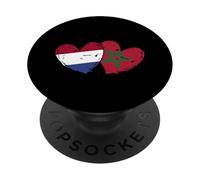 Drapeau Pays-Bas Maroc Cœurs Pays-Bas Amitié Marocain PopSockets PopGrip Adhésif