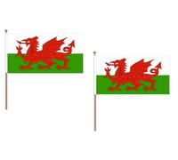 Drapeau Pays de Galles 45x30cm HAMPE en bois - LOT DE 10 Drapeaux gallois 30 x 45 cm - AZ FLAG