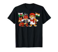 Drapeau Pays de Galles Inde Racines galloises Fier Indien T-Shirt