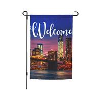 Drapeau Paysage Du Pont De Manhattan, New York, East River City, Never Sleep Print Décoratif Drapeaux Lavable Bannière, Pour D'Intérieur, Balcon, Les Bureaux, 30x45cm