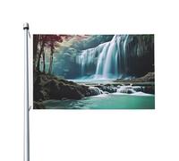 Drapeau paysage naturel cascade 9,6 x 1,5 m Drapeau de jardin vertical double face Bannière de vacances saisonnières avec œillets en laiton Toile de fond photo Drapeau de cour pour extérieur et