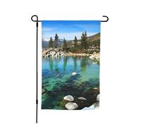 Drapeau Paysages Du Lac Tahoe, Sites Pittoresques Américains, Montagnes Enneigées Drapeau Paysage Renforcé Avec Personnalisés Bannière, Pour D'Intérieur, Les Bureaux, Les Défilés, 30x45cm