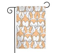 Drapeau Pembroke Avec Motif, Modèle Dessiné À La Main, Chiens, Répétition, Race, Animaux, Faune, Griffonnage Traditionnel Drapeau De Bienvenue, Pour Les Bureaux, Les Défilés, 30x45cm