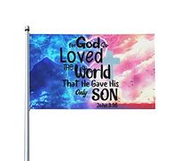 Drapeau Personnalisé, Dieu A Tant Aimé Le Monde Qu'Il A Donné Son Fils Unique Jean 3:16 Couleurs Vives Suspendus Fanion Pour Extérieur Événements Drapeaux 90X150Cm