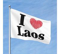 Drapeau Personnalisé, J'Aime Le Laos Avec Œillets Suspendus Fanion Pour Restaurant Décoration Drapeaux 90X150Cm
