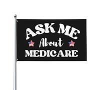 Drapeau Personnalisé, Posez-Moi Des Questions Sur Medicare Couleurs Vives Bannière Extérieure Pour Célébration Bar Drapeaux 90X150Cm