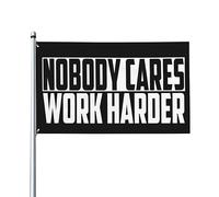 Drapeau Personne Ne S'En Soucie, Travaillez Plus Dur, Citation De Motivation Drapeau Paysage Traditionnel Couleurs Vives Bannière À Œillets, Pour D'Intérieur, Les Bureaux, Balcon, 90X150Cm