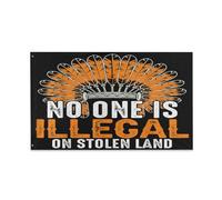 Drapeau Personne N'Est Illégal Sur Les Terres Volées Des Amérindiens Couture Double Face Flag Œillets Métalliques Drapeaux Pour Saisonnière Home Bar 3X5Ft