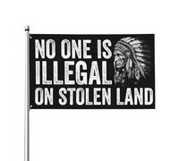 Drapeau « Personne n'est illégal sur une terre volée » 90 x 150 cm (3 x 5 pi) - Décoration intérieure et extérieure - Bannière de procession avec 2 œillets