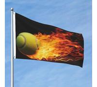 Drapeau photo de tennis brûlant 61 x 91 cm Double face Ne se décolore pas Drapeau de jardin Drapeau de cour avec bannière extérieure en laiton Décoration pour cour, porche, pelouse