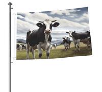 Drapeau photo de vache de la ferme 61 x 91 cm - Impression double face - Drapeau de jardin pour l'extérieur - Bannière cadeau avec œillets - Toile de fond pour photo pour intérieur et extérieur