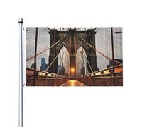 Drapeau photo du pont de Brooklyn 91 x 152 cm - Drapeau vertical double face - Bannière de vacances saisonnières avec œillets en laiton - Pour décoration intérieure et extérieure