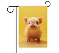 Drapeau Piggy Is Jumping - 32,6 x 47,5 cm - Double face - Drapeau de bienvenue de jardin vertical - Bannière de cour de printemps pour décoration rustique saisonnière extérieure de maison