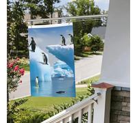 Drapeau pingouins sur l'iceberg - 61 x 91 cm - Pour extérieur et intérieur - Pour le printemps, l'été, l'automne, l'hiver - Drapeaux de jardin avec œillets verticaux double face - Bannière pour