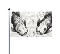 Drapeau Pirate 90X150cm, 2 poissons nageurs à l'âme perdue Personnalisé Drapeau de Pirate Décoratifs Bannière Extérieure pour Décorations Intérieur Balcon