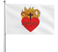 Drapeau Pirate 90X150cm, Icône du Sacré-Cœur de Jésus Double Couture Drapeau de Jardin Résistants aux Intempéries Bruant pour Bar Maison Extérieur