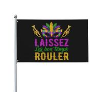 Drapeau Pirate 90X150cm, Mardi Gras Laissez Les Bon Temps Rouler Double Couture Drapeaux Décoratifs Bannière Extérieure pour Célébration Extérieur Balcon