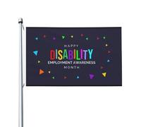 Drapeau Pirate 90X150cm, Mois national de sensibilisation à l'emploi des personnes handicapées Résistant à la Décoloration Drapeaux Décoratifs Suspendus Fanion pour Extérieur Événements
