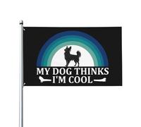 Drapeau Pirate 90X150cm, Mon chien pense que je suis un chien papillon cool avec œillets Drapeau de Pirate Renforcé Bannière Extérieure pour Jardin manif Intérieur