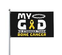 Drapeau Pirate 90X150cm, Mon Dieu est plus fort que le combattant de la sensibilisation au cancer des os Résistants Drapeau Corsaire avec œillets Bannière Extérieure pour Bar