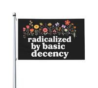 Drapeau Pirate 90X150cm, Radicalisé par la décence de base Fleur Renforcé Drapeau de Vacances avec œillets Bruant pour Balcon manif Célébration