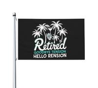 Drapeau Pirate 90X150cm, Retraité Au revoir Tension Bonjour Rension Personnalisée Drapeau de Pirate Double Couture Bannière Extérieure pour Décorations Fête Événements