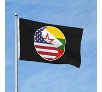 Drapeau Pirate Avec Œillets, Drapeau Ying Yan (Yinyang) Combinaison De L'Armée Nationale Américaine Et De L'État Shan Couleurs Vives Bannière Extérieure Pour Balcon Drapeaux 90X150Cm