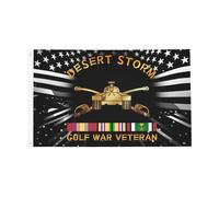 Drapeau Pirate Avec Œillets Drapeaux Insigne De La Branche Blindée Américaine, Vétéran De L'Opération Tempête Du Désert Résistant À La Décoloration Suspendus Fanion Pour Jardin Manif 90X150Cm