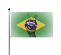 Drapeau Pirate Brésil Signe De Paix Brésilien Décoration Drapeau Couture Double Face Flag Pour Célébrations Événements Sportifs Bar 3X5Ft