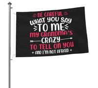 Drapeau Pirate Double Couture Drapeaux Bébé, Fais Attention À Ce Que Tu Me Dis. Ma Grand-Mère Est Folle De Le Dire. Décoratifs Bannière Extérieure Pour Bar Manif Extérieur 90X150Cm