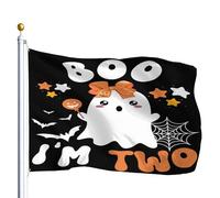 Drapeau Pirate Double Couture Drapeaux Bouh, J'Ai Deux Ans, Drôle D'Anniversaire D'Halloween Renforcé Bruant Pour Jardin Célébration Intérieur 90X150Cm