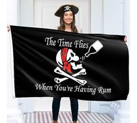 Drapeau Pirate - Drapeau Jolly Roger - Impression recto verso - Polyester 90G - Double couture - 2 œillets laiton grand format 1,5 m x 0,9 m