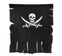 Drapeau pirate en lin vieilli Anley 3 x 2,5 pieds - Drapeau pirate rétro vintage pour décorations d'Halloween, fête sur le thème des pirates et plus encore - Drapeaux Jolly Roger en lin avec manchon