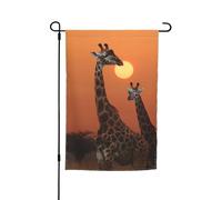 Drapeau Pirate Girafe au coucher du soleil Résistants aux Intempéries Bannière Extérieure Personnalisée Drapeau de Jardin pour Célébration Événements 30x45cm