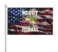 Drapeau Pirate Joyeux Noël des Poissons Drapeaux 90X150cm | Renforcé Bunting Résistant à la Décoloration Drapeau Corsaire pour Bar Jardin Fête