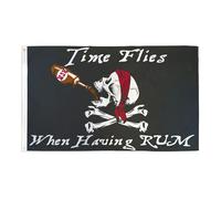 Drapeau Pirate Le Temps Passe Vite Quand On Boit Du Rhum Polyester Drapeau Décoration Bannière Pour Célébrations Patio Home 3X5Ft