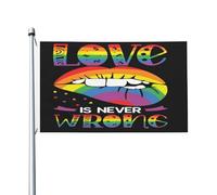 Drapeau Pirate Lèvres Rainbow De La Gay Pride Love Is Never Wrong Couture Double Face Flag Décoration Drapeaux Pour L'Extérieur Jardin Événements Sportifs 3X5Ft