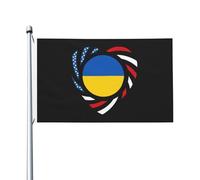 Drapeau Pirate Nous Aimons L'Amérique Et L'Ukraine, Nous Nous Aimons Pour Toujours Double Face Drapeau Coutures Doubles Drapeaux Pour Jardin Patio Événements Sportifs 3X5Ft