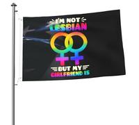 Drapeau Pirate Personnalisé Drapeaux Je Ne Suis Pas Lesbienne, Mais Ma Copine L'Est. Décoratifs Bannière Extérieure Pour Bar Manif Balcon 90X150Cm