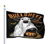 Drapeau Pirate Personnalisé Drapeaux Meuh... Je Veux Dire Bouh, Feuille De Conneries, Drôle De Vache Fantôme D'Halloween Résistants Aux Intempéries Suspendus Fanion Pour Balcon 90X150Cm