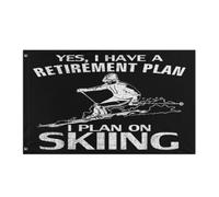 Drapeau Pirate Personnalisé Drapeaux Retraité En 2024. Passionné De Ski Et D'Humour. Le Ski Est Mon Plan De Retraite. Résistants Aux Intempéries Bruant Pour Fête Maison Manif 90X150Cm