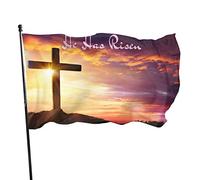 Drapeau Pirate Renforcé, Croix Jésus Est Roi Christ Coucher De Soleil Pâques Avec Œillets Bruant Pour Bar Manif Drapeaux 90X150Cm